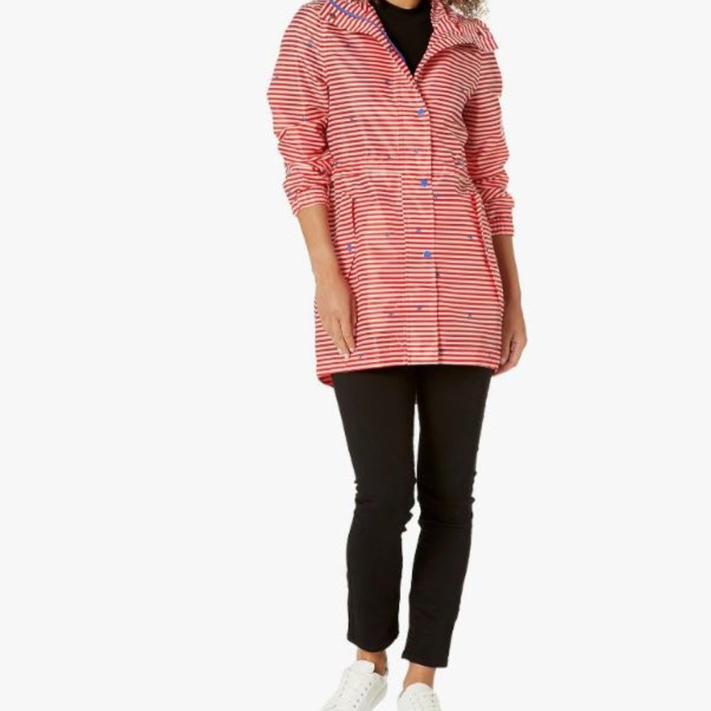 Joules Red and White Striped Trench Coat